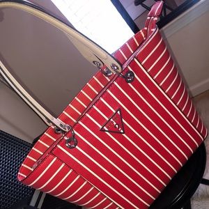 GUESS Red Stripe Tote Bag